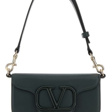 Valentino Garavani Man Dark Green Leather Mini Locã² Shoulder Bag