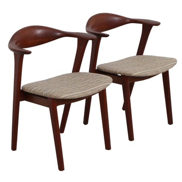 Pair of Danish Modern Teak Arm Chairs by Erik Kirkegaard