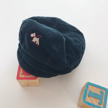 1950s Boys Vintage Newsboy Corduroy Scotty Dog Cap Hat 
