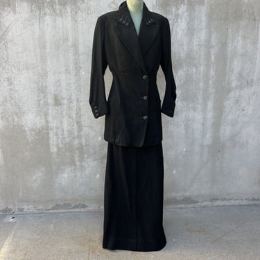 Antique Edwardian Black Cotton Walking Suit Early Women's Sportswear Vintage