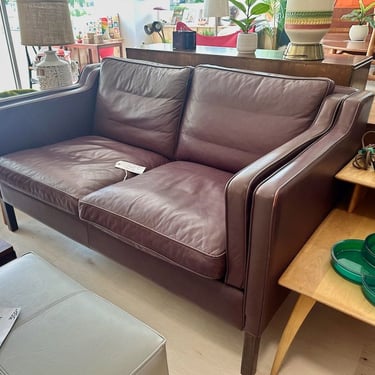 Danish Leather Loveseat by Stouby in Aubergine