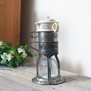 Antique Clark's Patent Pyramid Food Warmer / 1800s night light lamp / nursery lamp / antique fairy lamp / 1800s pannikin / RARE food prep 
