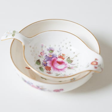 Floral Tea Strainer and Drip Dish 