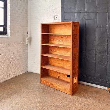 Large Vintage Mid Century Freestanding Solid Pine Wood Bookshelf 