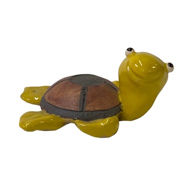 Handmade Yellow Turtle Small Ceramic Animal Figure Display Art ws2687E 