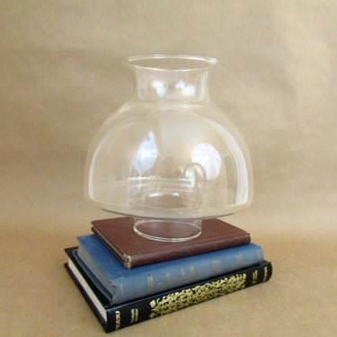 Vintage Clear Glass Hurricane Oil Lamp Shade Chimney Mushroom Globe 