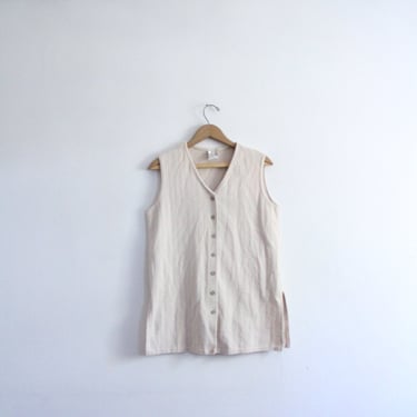 Minimal Beige 90s Long Vest Top 