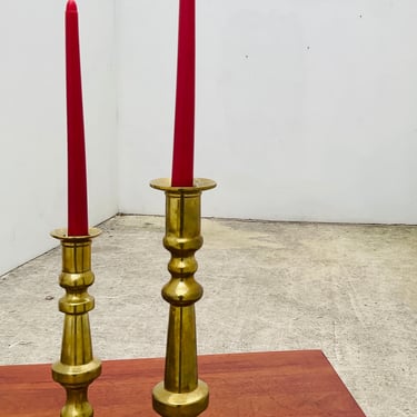 Pair of Brass Mid Century Candle Sticks