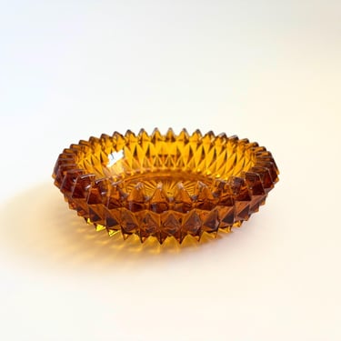 Indiana Glass Amber Diamond Point Tray 