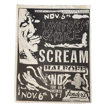 Vintage Uniform Choice Scream "Fender's Long Beach" Flyer