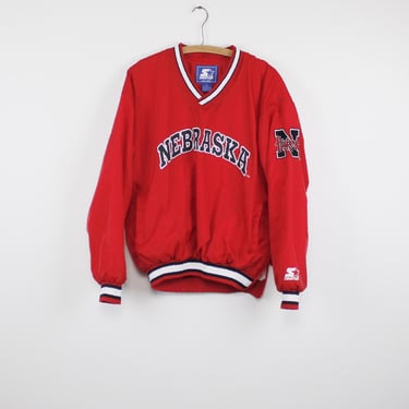 Vintage 90s Pullover Windbreaker / Sweatshirt - Nebraska Huskers Starter Jacket - Medium 