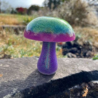 Resin Mushroom Figurine Handmade Retro Style 80s Colors 
