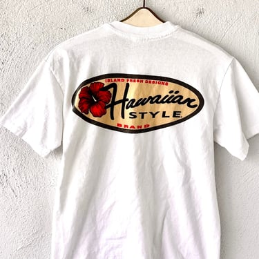 Vintage 90s Hawaiian Style Single Stitch Tshirt 1990s Hawaii Design Top T-shirt Shirt 