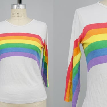 Vintage 70s/80s Rare Rainbow Raglan Shirt by Joey Ey Joe Joey, 70s Shirt, Vintage Unisex Tee, 80s Causal Wear, Size Sm/Med by Mo