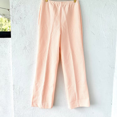 Vintage 70s Striped Polyester Knit Pants Pink 