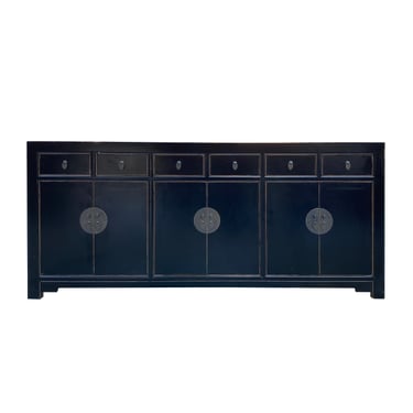 Chinese Black Lacquer 6 Drawers Sideboard Buffet Table Cabinet cs7468E 