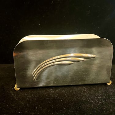 Italian Art Deco Letter Holder in Stainless With Brass Accents