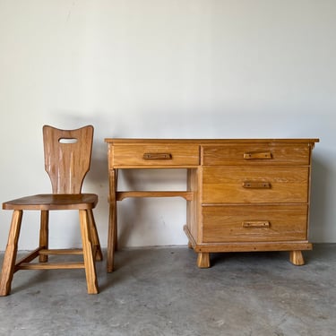 1960's Brandt Ranch Oak Desk W/ Matching Chair 