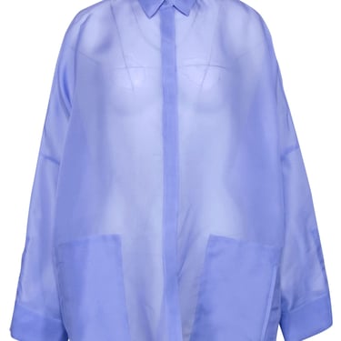 Lapointe - Blue Silk Sheer Oversized Button-Up Blouse Sz S