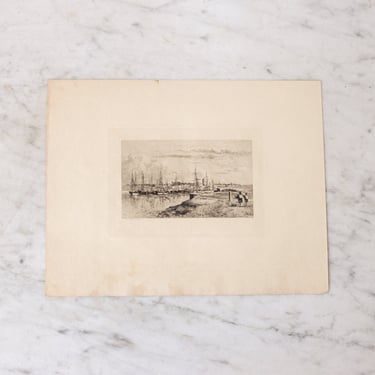 Antique Seascape with Boats Print