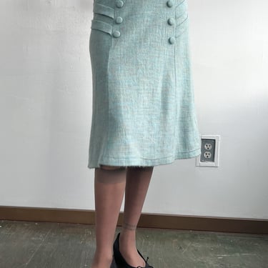 Soft Blue Button Knit Skirt (M)