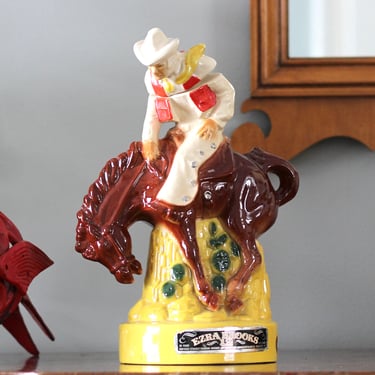 Ezra Brooks 1973 Hand Crafted Heritage China Rodeo Cowboy Decanter 