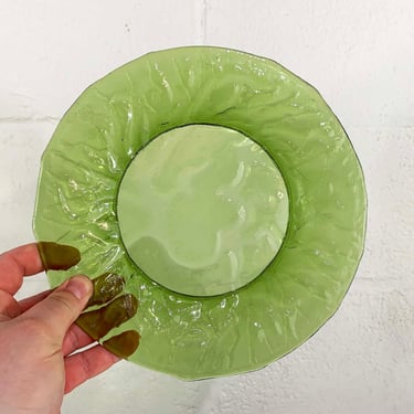 Vintage Green Small Plates Set of 5 Morgantown Crinkle Green Salad Plate Textured Dishes 1970s 
