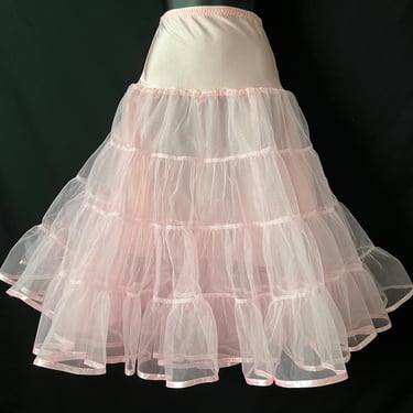 vintage pink petticoat ruffle crinoline full circle skirt small 