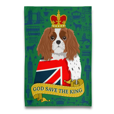 God Save the King – King Charles Spaniel Cavalier Tea Towel