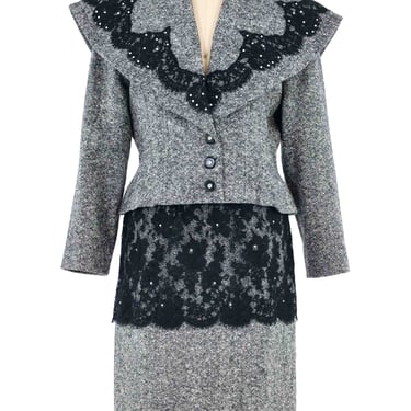 Patrick Kelly Lace Trimmed Skirt Suit