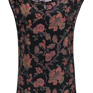 Theory - Muted Floral Print Sleeveless Silk Blouse Sz S