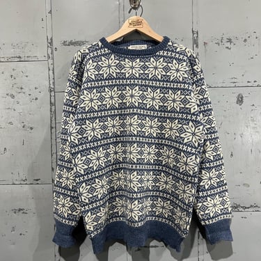 80s Size 42 Ardfern knitwear Shetland made in Scotland knit wool snowflake knit Sweater Nordic Fair Isle 