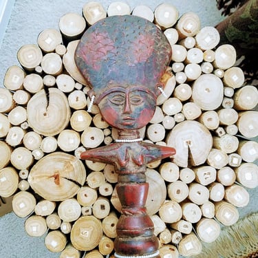 African Fertility Statue~Vintage Ashanti Fertility Doll~Female Figure Hand Carved Primitive Wood W. Africa~Tribal Sculpture~JewelsandMetals 