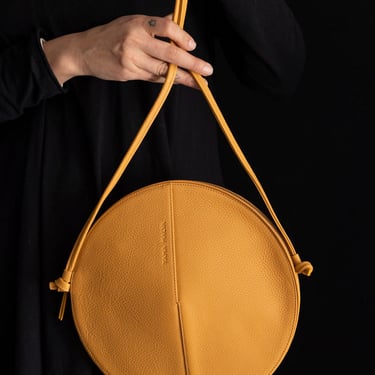 Mustard Leather Crossbody Tomoe Bag