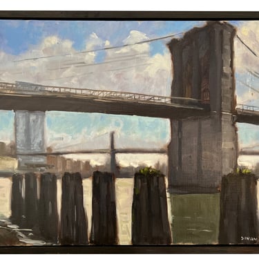 Pete Sinjin | "Brooklyn Bridge Pylons" Framed