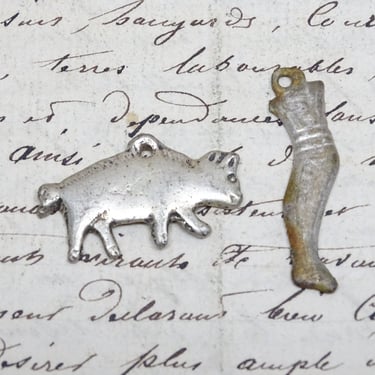 Old Antique Small Leg & Animal Ex Voto Milagros from Latin America, Vintage Mexican Religious Folk Art 