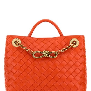 Bottega Veneta Woman Orange Leather Small Andiamo Handbag