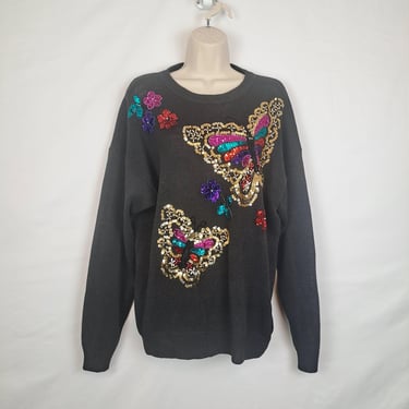 Vintage 90s Butterfly Applique Sweater 