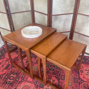 Mid Century Quadrille Teak Set of Three Nesting Tables by GPlan