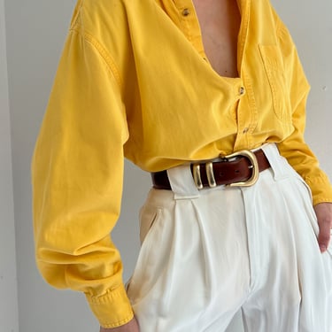 Vintage Faded Canary Cotton Twill Button Down