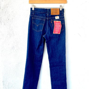 Vintage Levi’s Jeans 80s Dark Raw Denim Pants with Leather Patch 