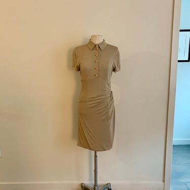 Emanuel Ungaro Parallele vintage 1990s tan knit body con dress-size 8 (S) 