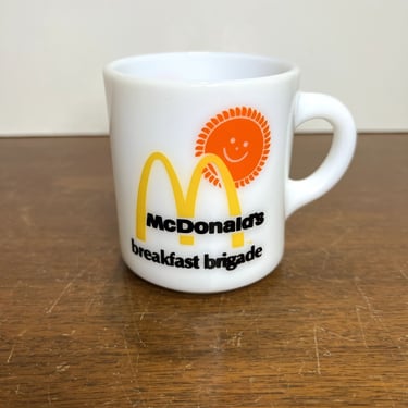 Vintage McDonalds Breakfast Brigade Milk Glass Coffee Mug 