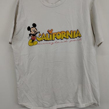 L 80s Disneyland California Mickey Mouse  Cotton T-Shirt White Large Movie 1990s 2000s Y2k 