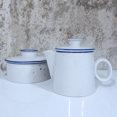 Dansk Blue Mist Cream Pitcher Sugar Bowl by Niels Refsgaard - Made in Denmark 