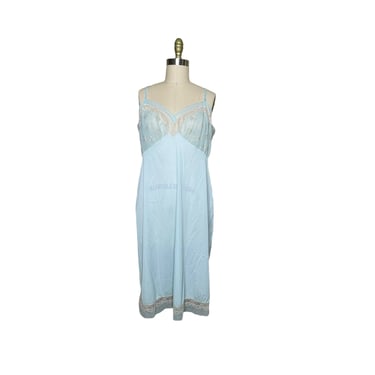 Vintage Van Raalte Opaquelon Blue Lace Hem Half Slip nightgown nylon size 42 