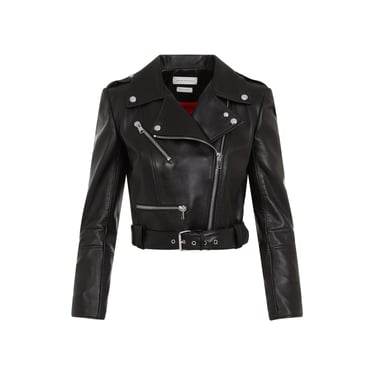 Alexander Mcqueen Women Alexander Mcqueen Cropped Biker Jacket