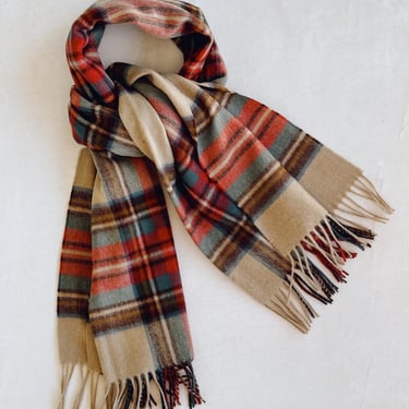 Merino Oversized Scarf, Red Tartan