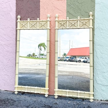 Pair of Palm Beach Style Faux Bamboo Mirrors