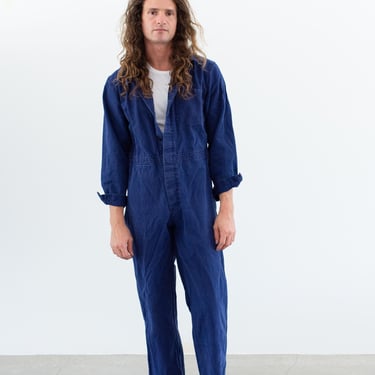 Vintage True Blue Jumpsuit | Unisex Herringbone Twill Cotton Coverall Mechanic Suit Boilersuit Onesie | M | COV20 